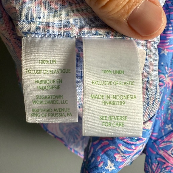 Lilly Pulitzer NWT Linen Sz 2 Keating Top Oca Blue Its a Sailabration 15" PTP - Picture 4 of 9